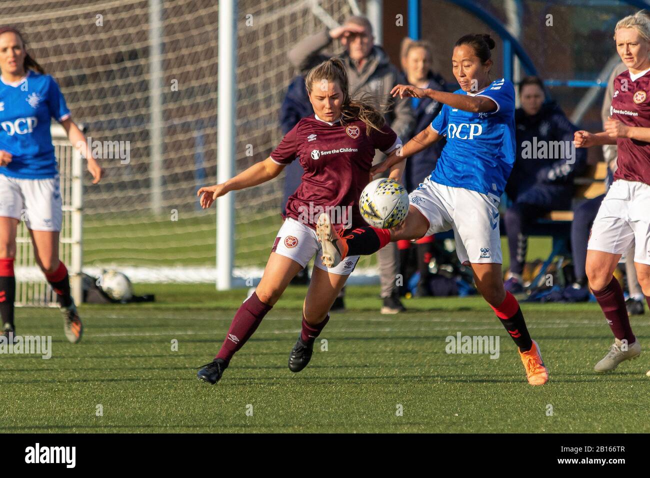 Glasgow, UK. 23rd Feb, 2020. Bala Devi of Rangers FC, akes her league debut during the Scottish Building Society Scottish Women's Premier League 1 Fixture Rangers FC vs Heart of Midlothian FC at The Hummel Training Centre, Glasgow, 23rd February 2020 | Credit: Colin Poultney/Alamy Live News Stock Photo