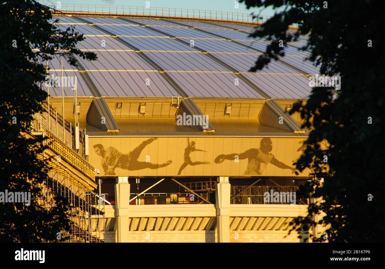 MOSCOW, RUSSIA - August 15, 2017 Grand sports arena of the Luzhniki stadium in Moscow which will host the opening match and the final of the 2018 Worl Stock Photo