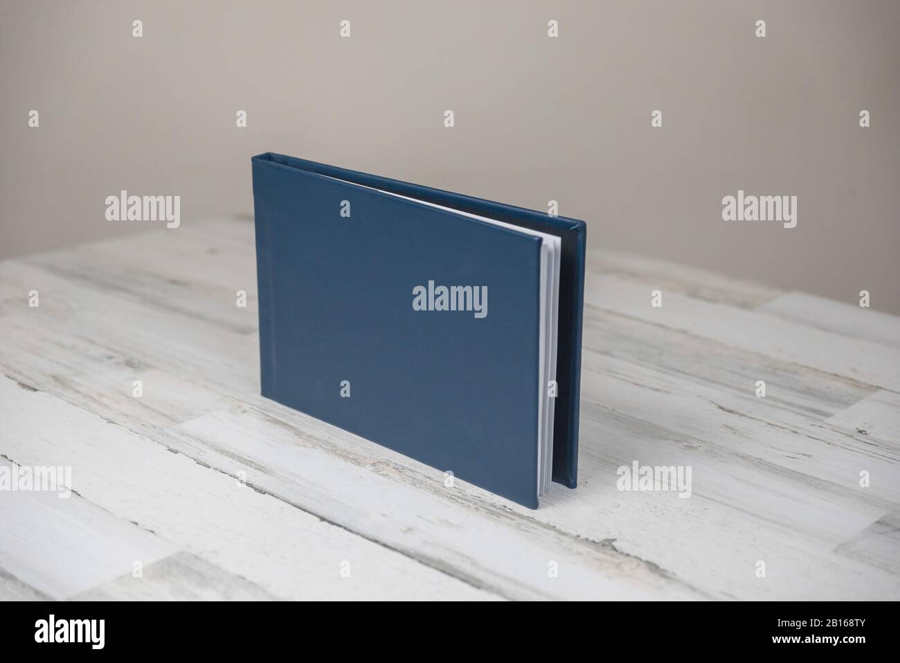 Navy blue leather wedding photography album book blank cover on