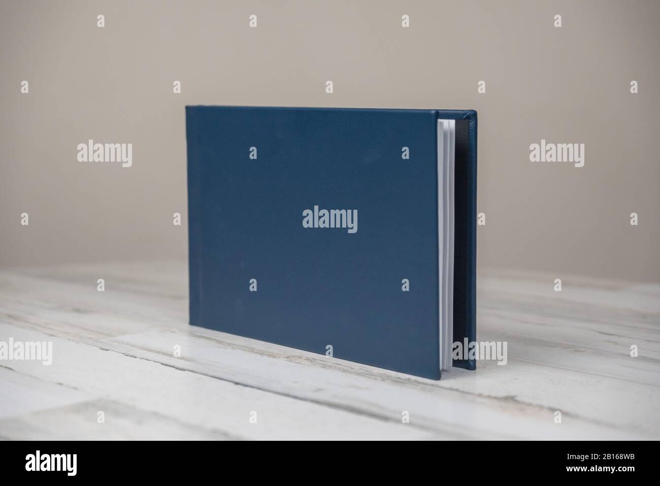 Navy blue leather wedding photography album book blank cover on