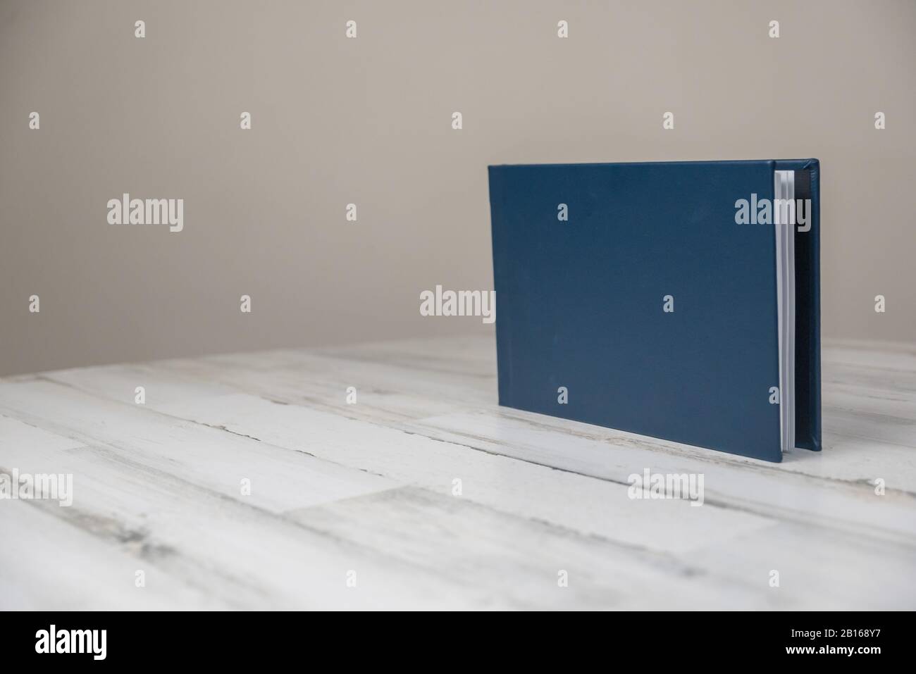 Navy blue leather wedding photography album book blank cover on