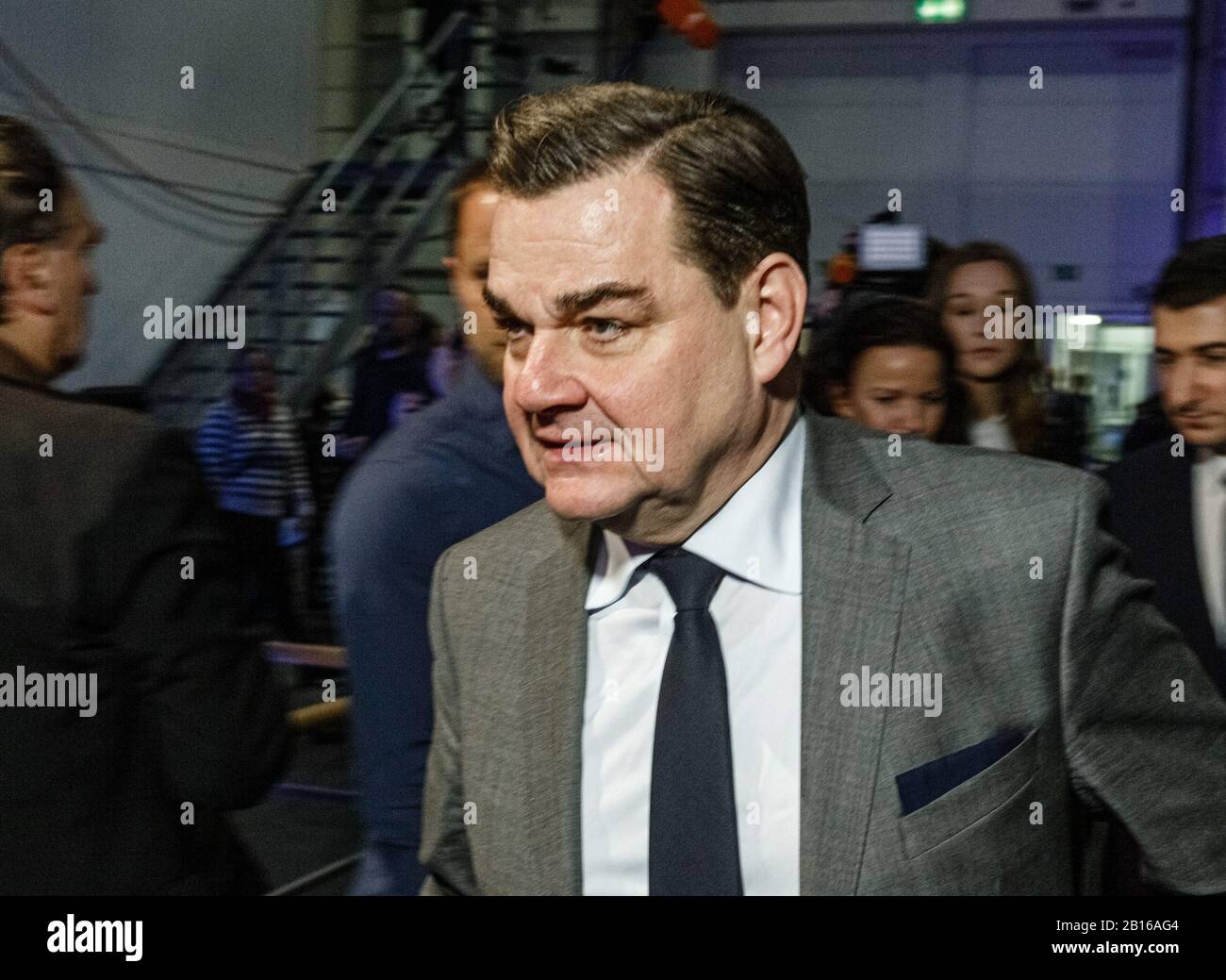 23 February 2020, Hamburg: Marcus Weinberg (CDU), top candidate for the election of the parliament, enters the media centre of the election. Around 1.32 million people in Hamburg were called upon to elect a new citizenship. Photo: Markus Scholz/dpa Stock Photo