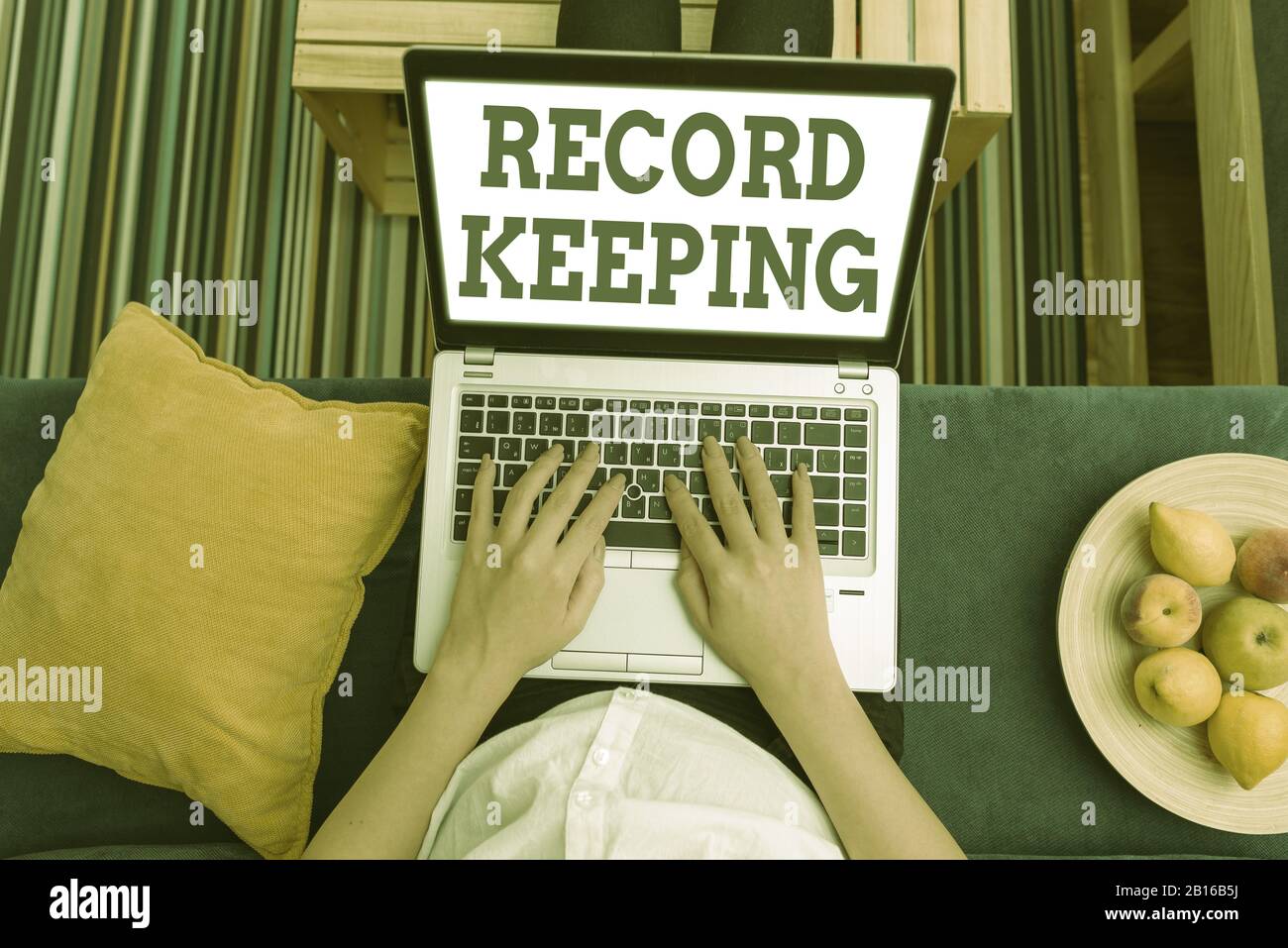 Writing note showing Record Keeping. Business concept for The activity