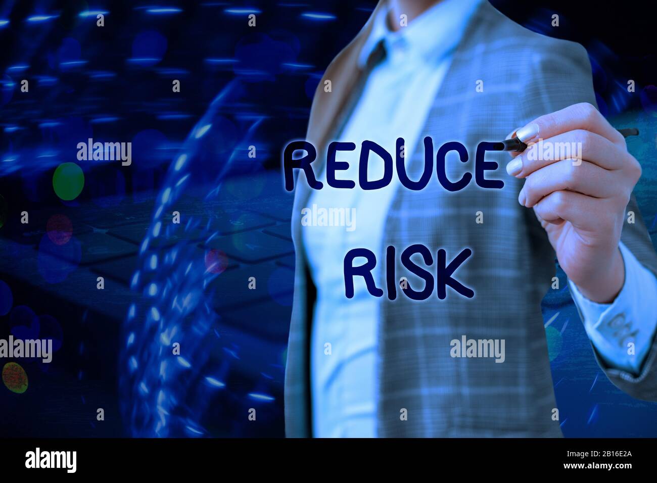 Writing note showing Reduce Risk. Business concept for lessen the ...