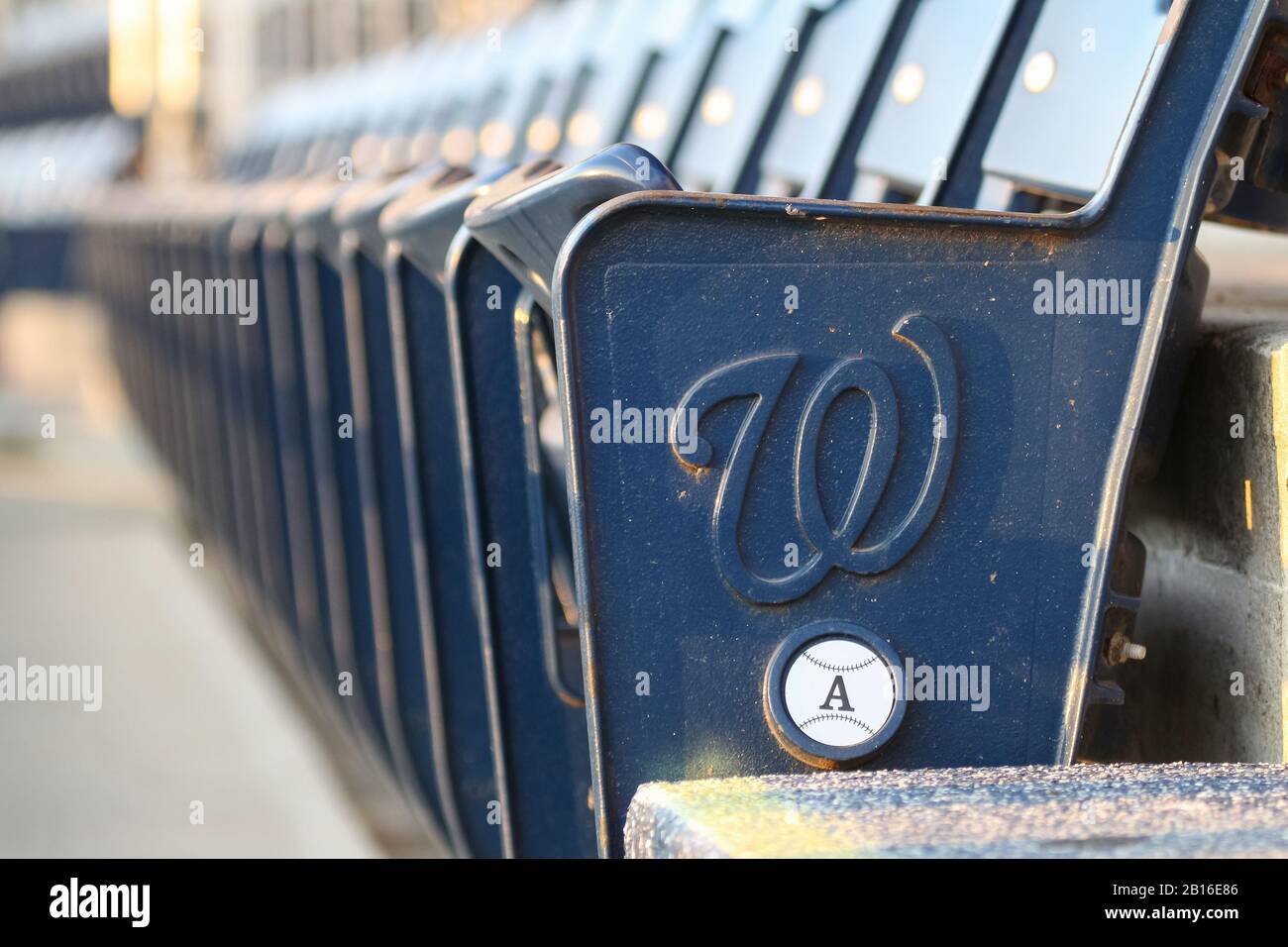 Rows of seats in Nationals Park, home of the Washington Nationals baseball team in DC Stock Photo
