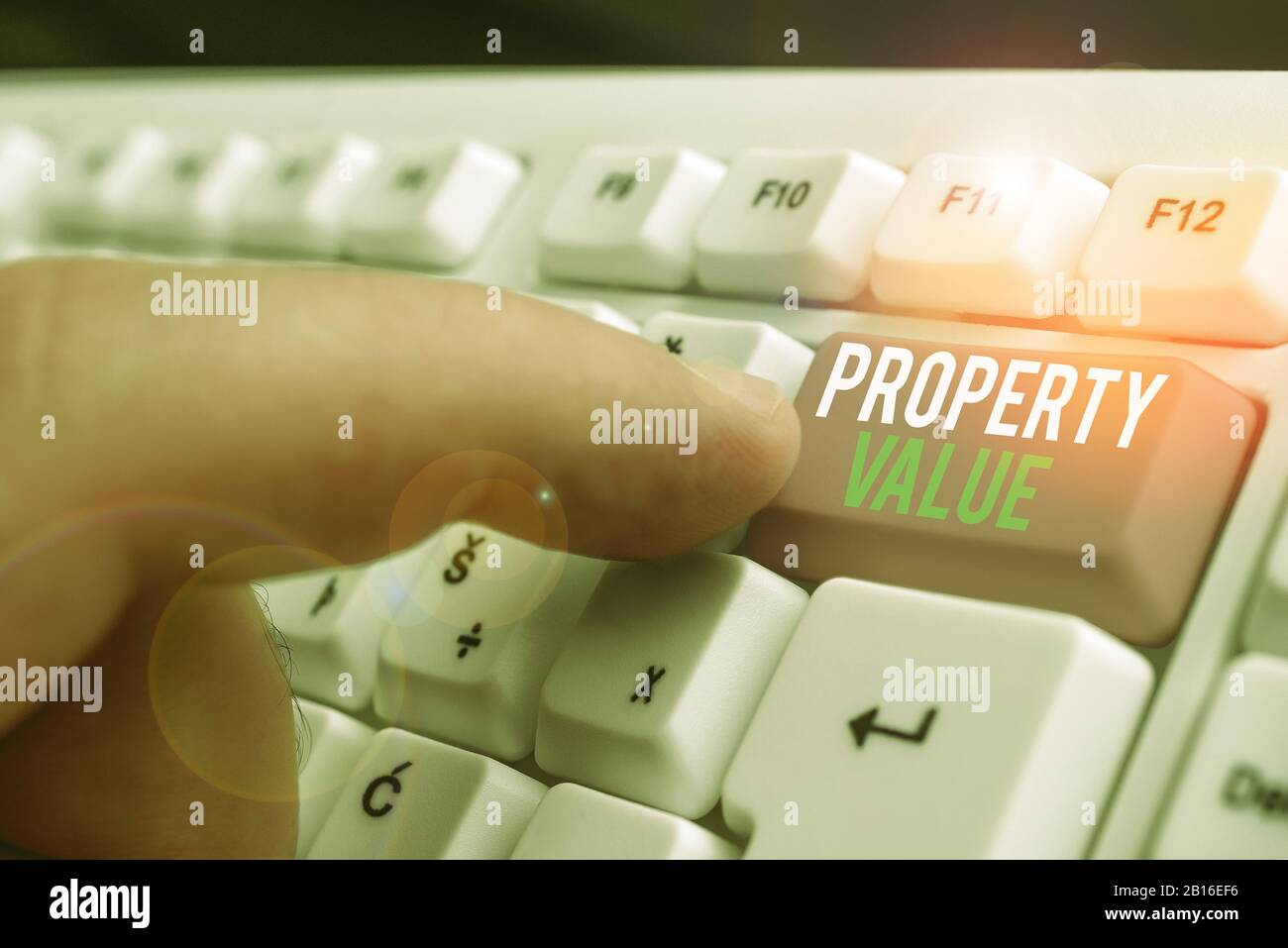 Text sign showing Property Value. Business photo text refers to the fair market value of a given piece of property Stock Photo