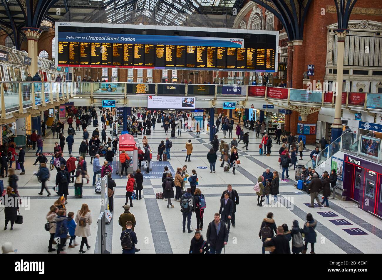People on the concourse of London Liverpool Street railway station. Stock Photo