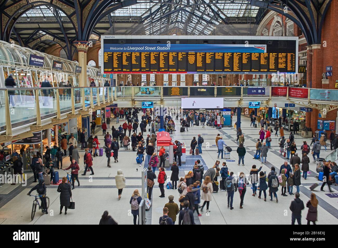 People on the concourse of London Liverpool Street railway station. Stock Photo