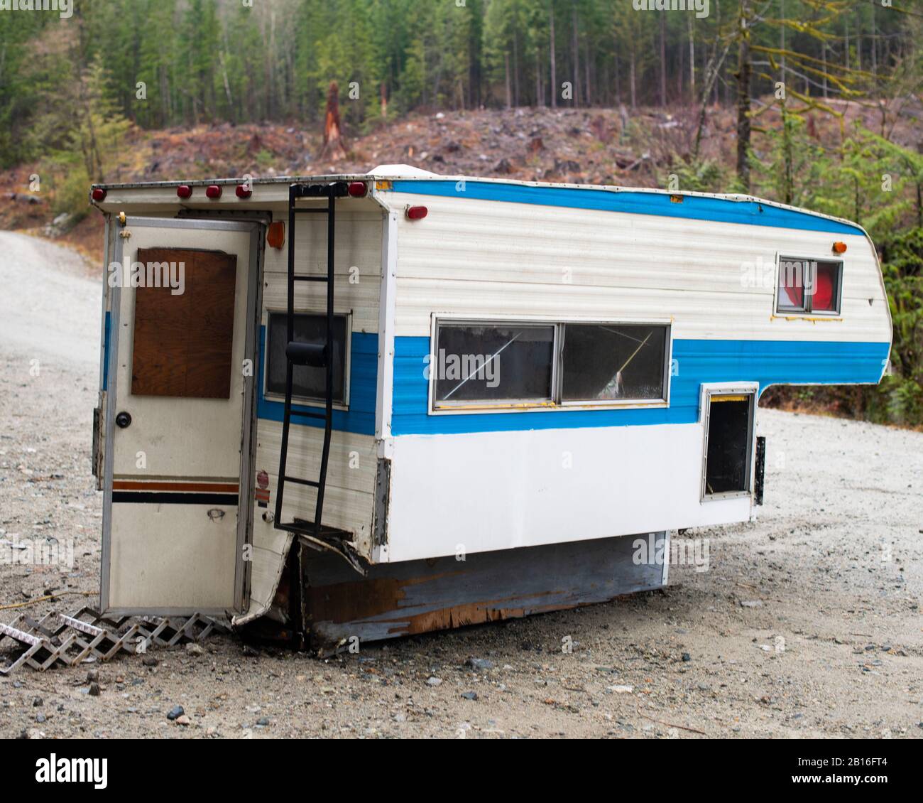 Examples of how some of our parks are used as dumping grounds at Davis Lake Provincial Park in Mission, British Columbia, Canada Stock Photo