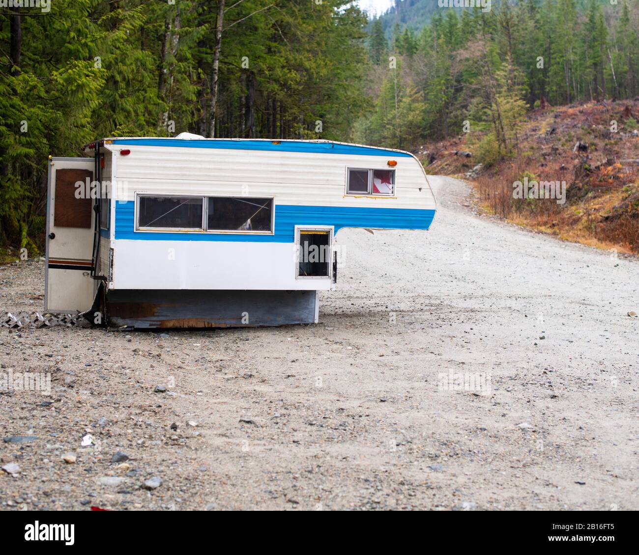 Examples of how some of our parks are used as dumping grounds at Davis Lake Provincial Park in Mission, British Columbia, Canada Stock Photo