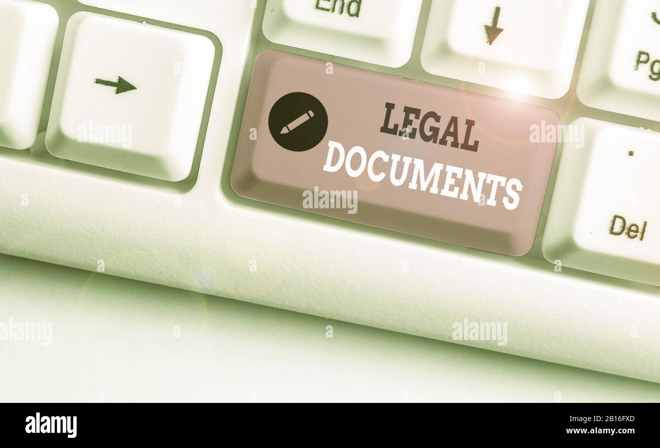 Text sign showing Legal Documents. Business photo showcasing a document ...