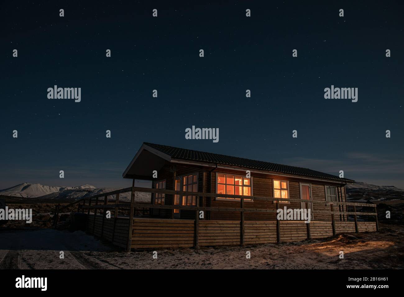 Lonely cottage under the starry sky of Iceland Stock Photo - Alamy