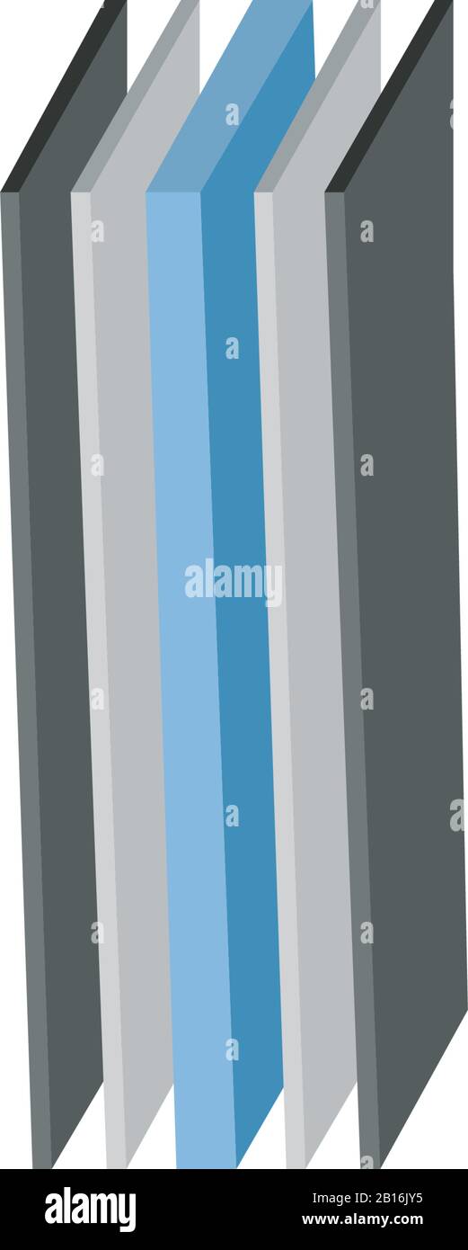 Five Layer structure illustration in 3D perspective. glass wood or textile layers. can be used for manuals, brochures, product description or Stock Vector