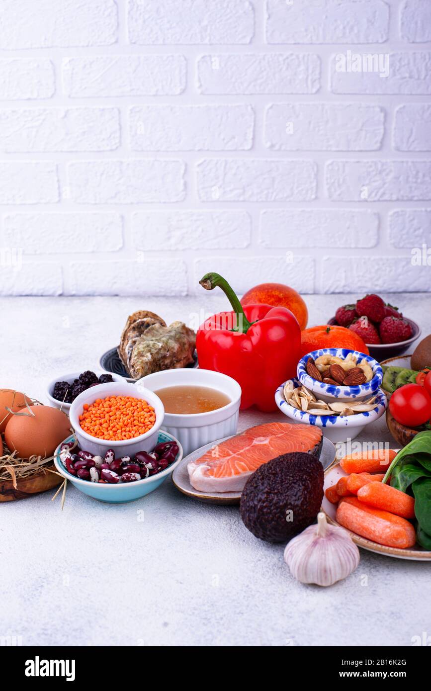 Food rich in collagen. Healthy products Stock Photo Alamy