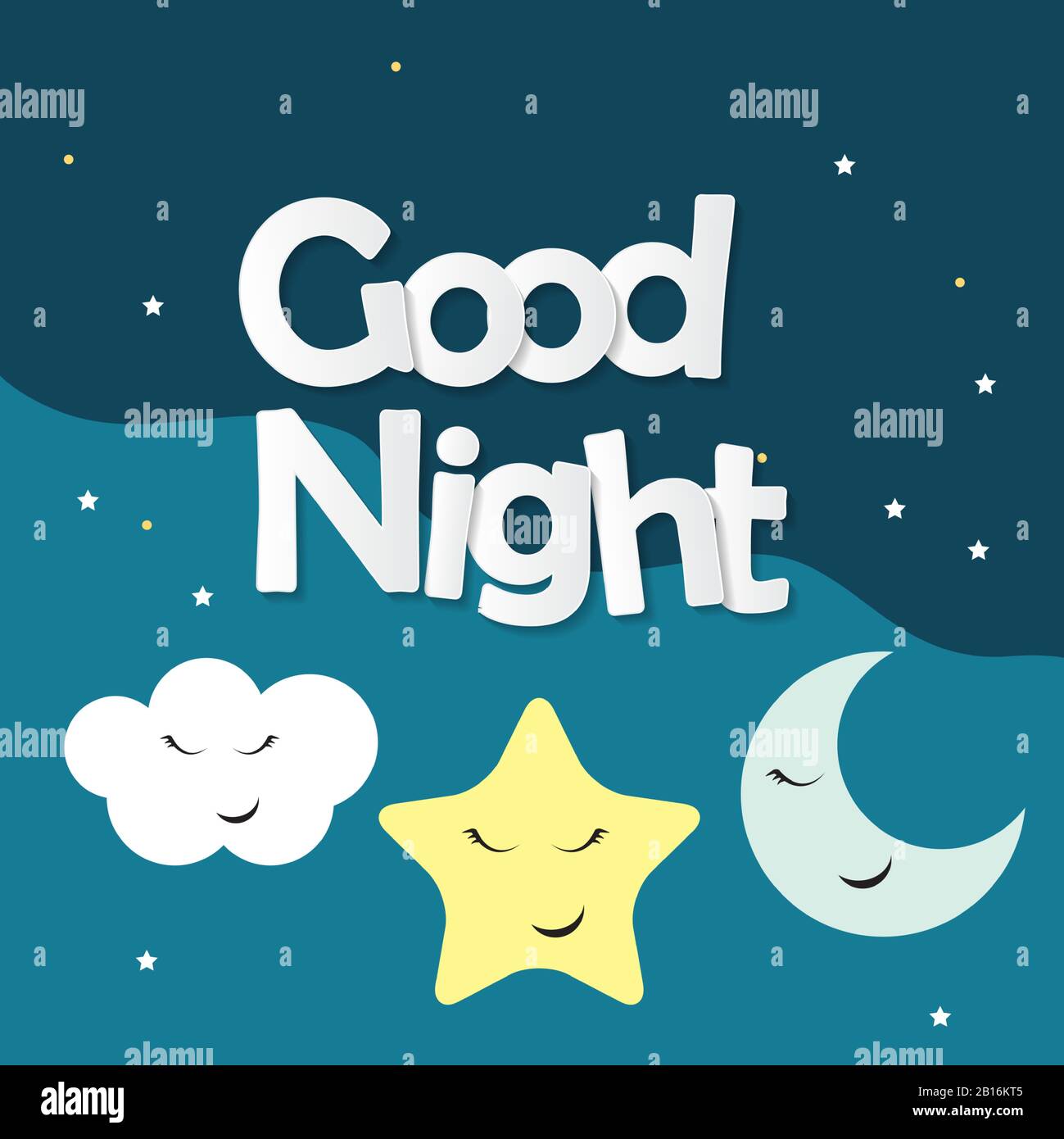 Cute Good Night kids Background Vector Illustration EPS10 Stock ...