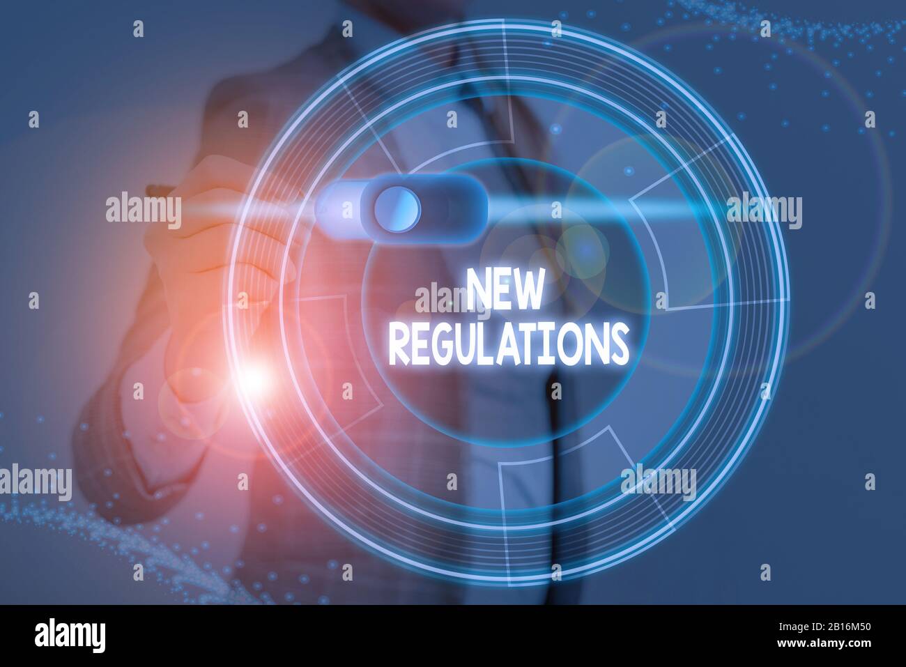 Writing note showing New Regulations. Business concept for rules made ...