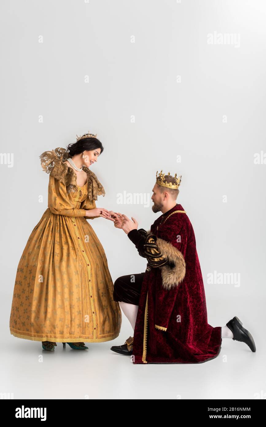 queen and smiling king with crowns holding hands isolated on grey Stock  Photo - Alamy, queen and kings 