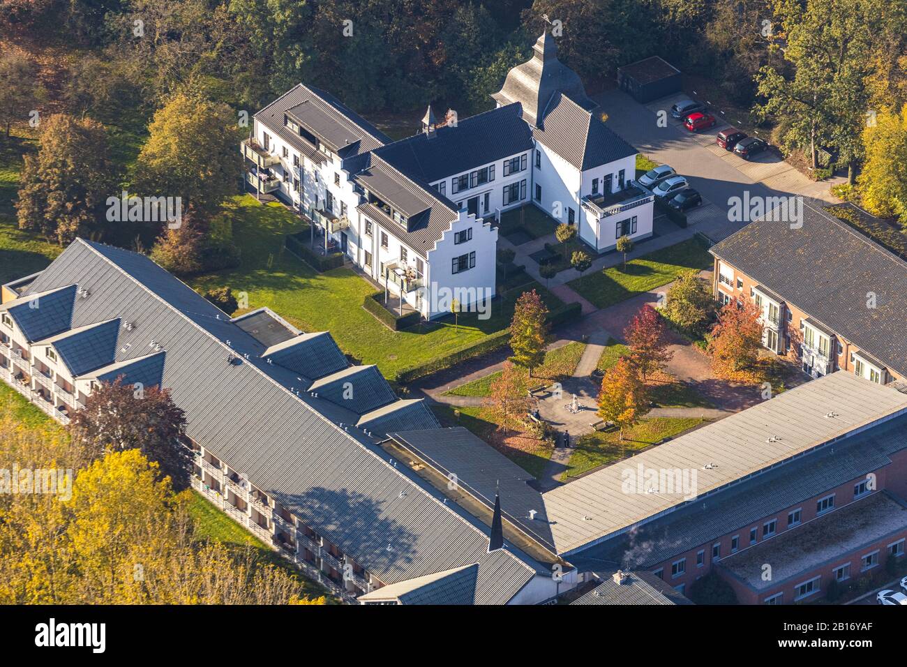 Aerial photo, Seniorenzentrum Haus Golten, Geldern, Niederrhein, North Rhine-Westphalia, Germany, old people's home, old people's home, old people's h Stock Photo