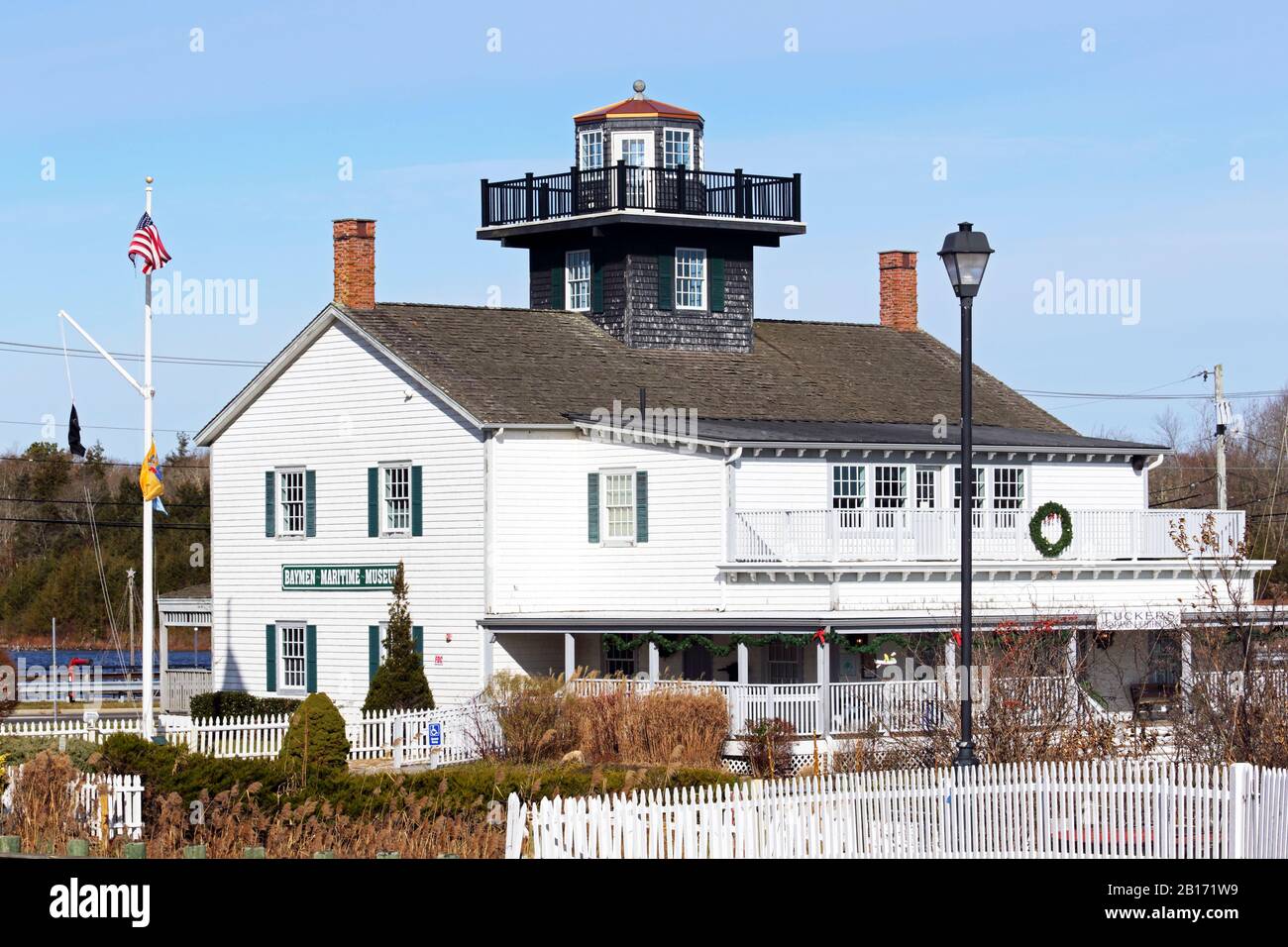 The Tuckerton Seaport and Baymen's Museum features a replica of the Tucker Island Lighthouse that was nearby. Tuckerton, New Jersey, USA Stock Photo