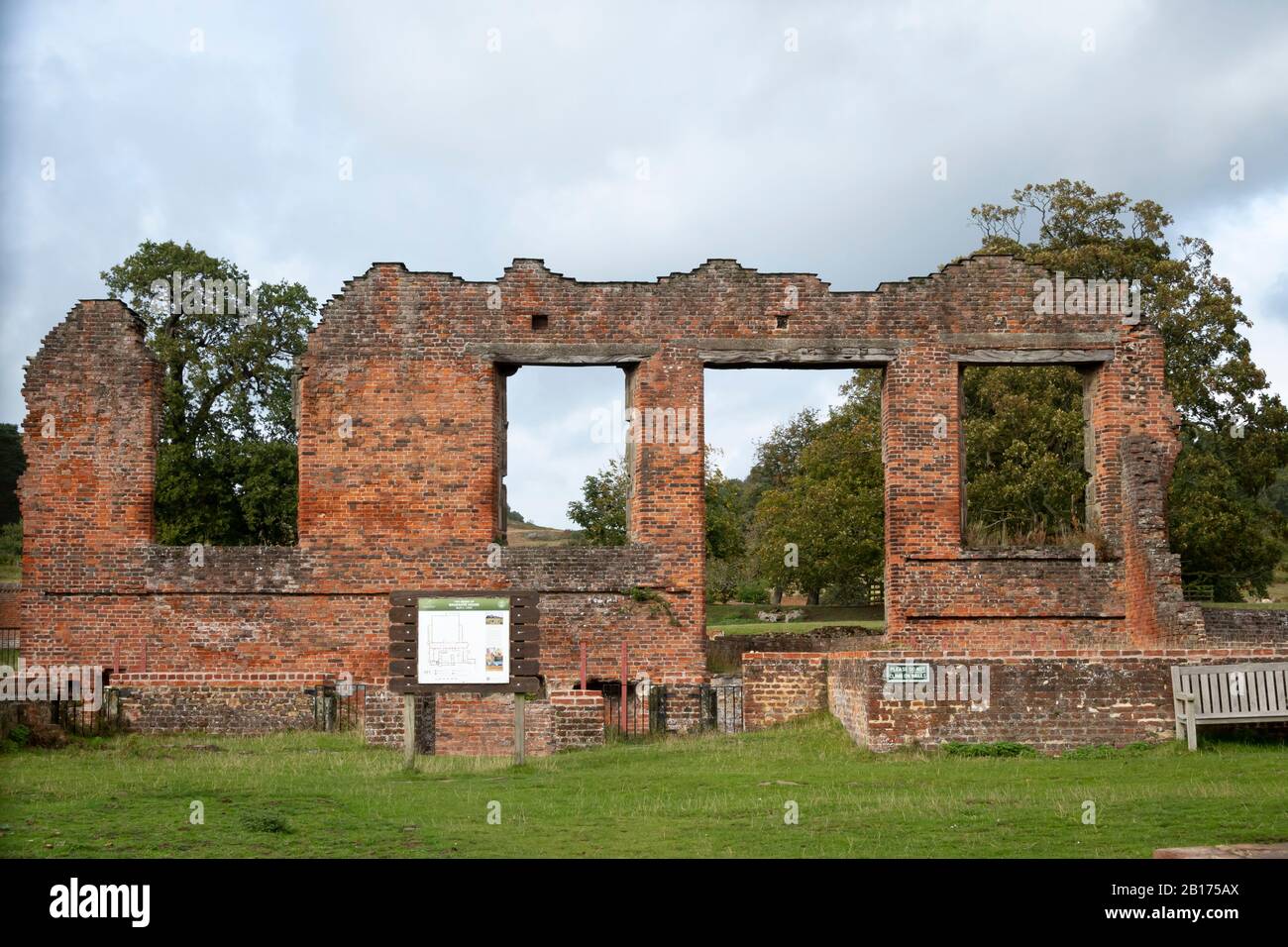 16th-century ruin of Bradgate House, in Bradgate Park, Charnwood Forest, Leicestershire, England, Stock Photo