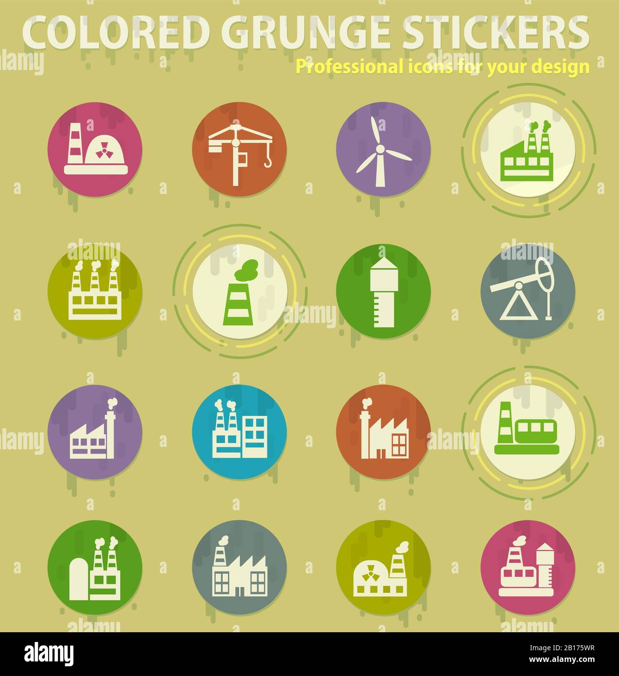 industrial building icon set Stock Vector