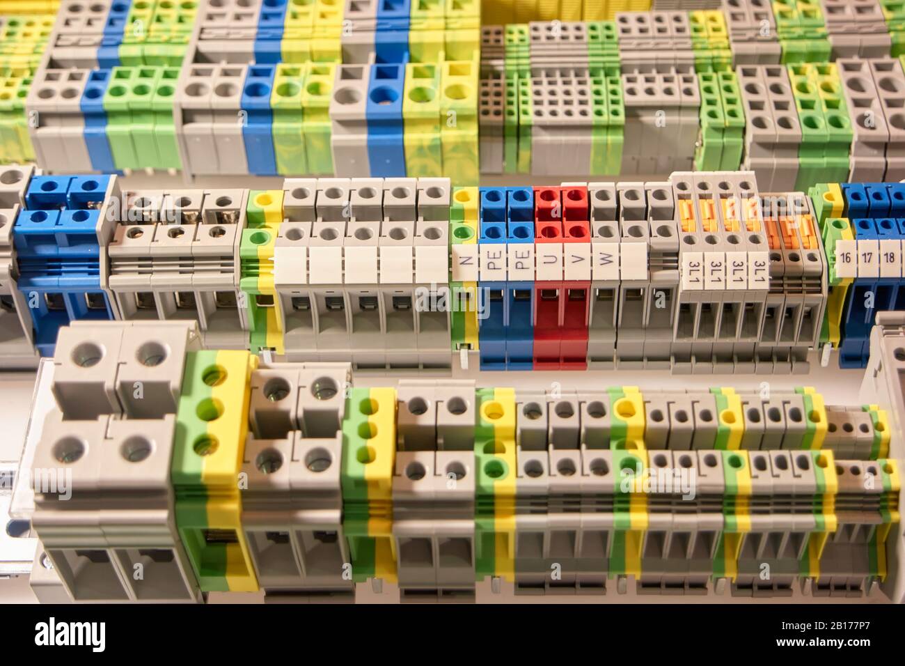 Terminal blocks panel Stock Photo - Alamy