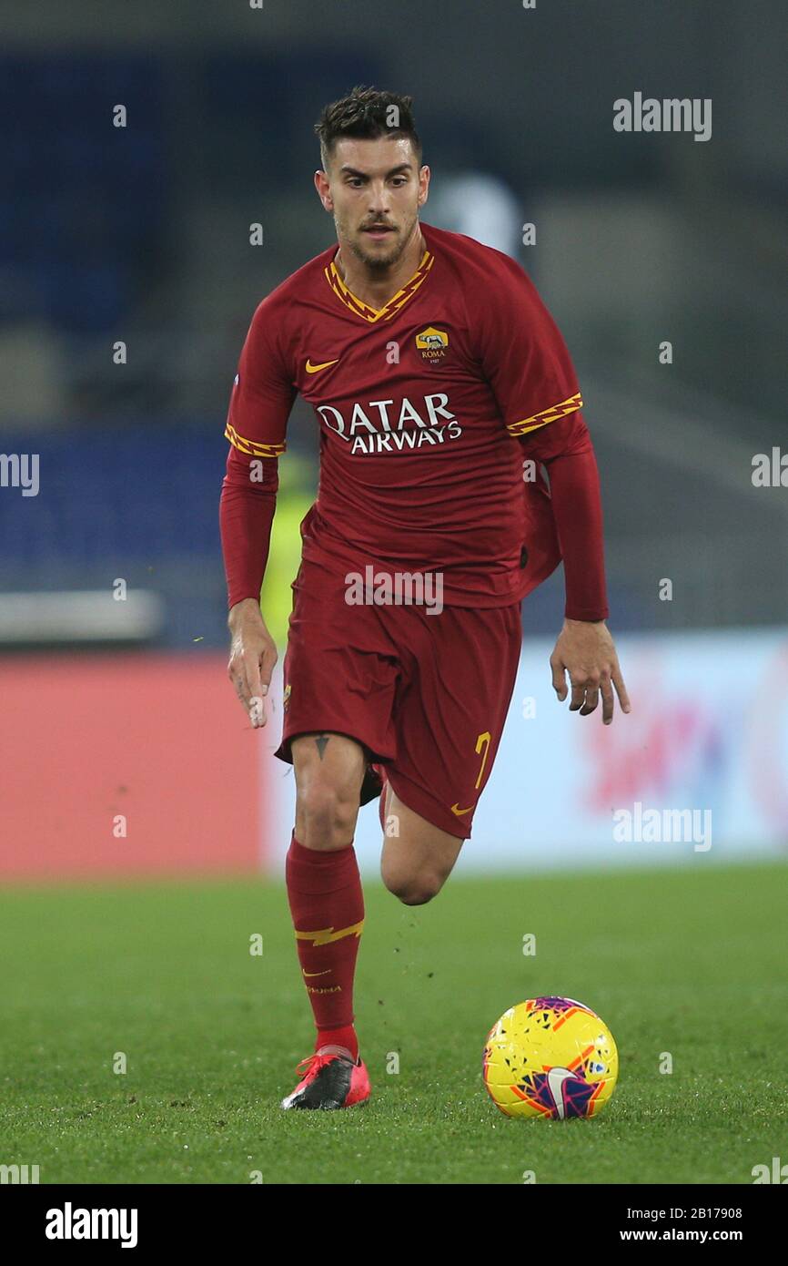 Rome Italy 23rd Feb 2020 Rome Italy 23 02 2020 Lorenzo Pellegrini As Roma In Action During The Italian Serie A Soccer Match 25 Between As Roma Vs Lecce At Olympic Stadium In
