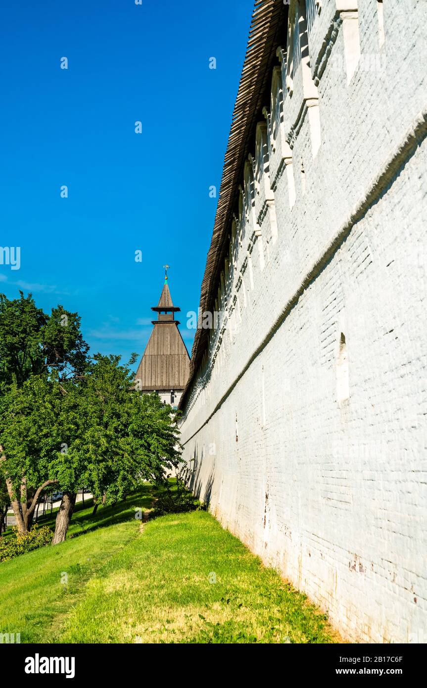 Walls of Astrakhan Kremlin in Russia Stock Photo