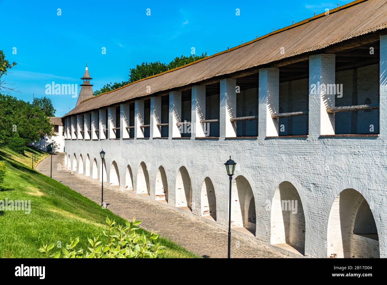 Walls of Astrakhan Kremlin in Russia Stock Photo