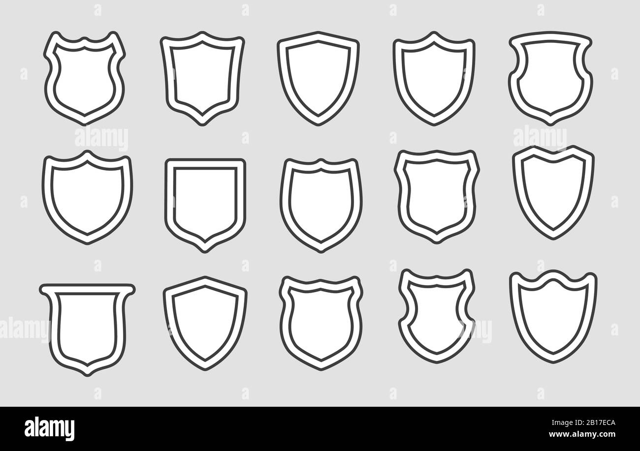 Shields outline badges Stock Vector