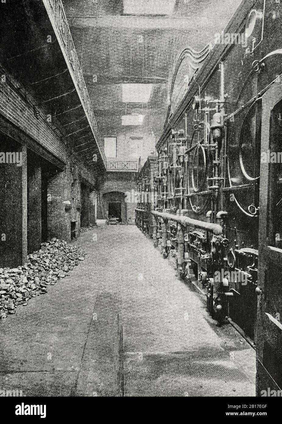 Steam Boilers in a brewery, circa 1891 Stock Photo