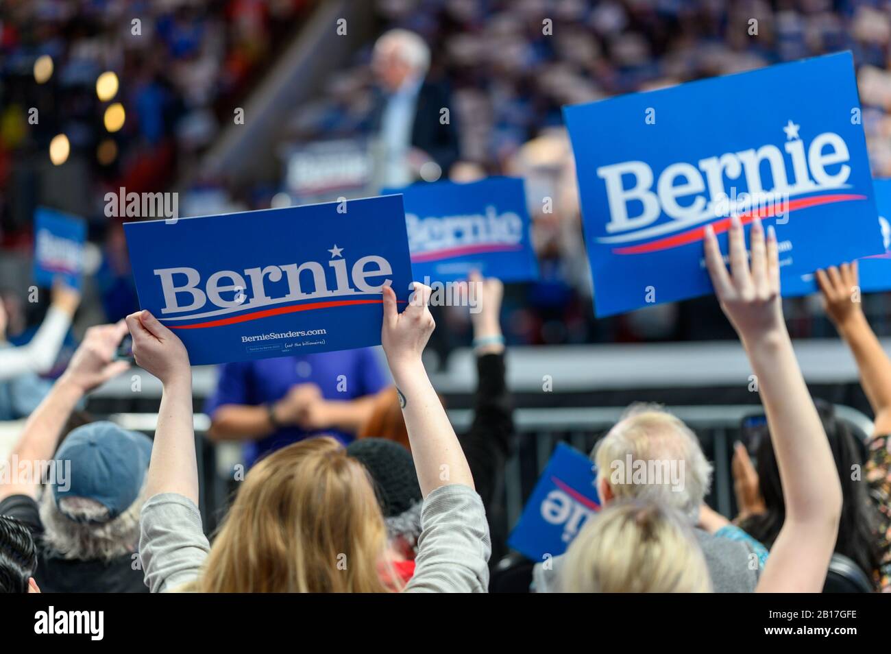 Houston, Texas - February 23, 2020: Crowd cheers as Democratic ...