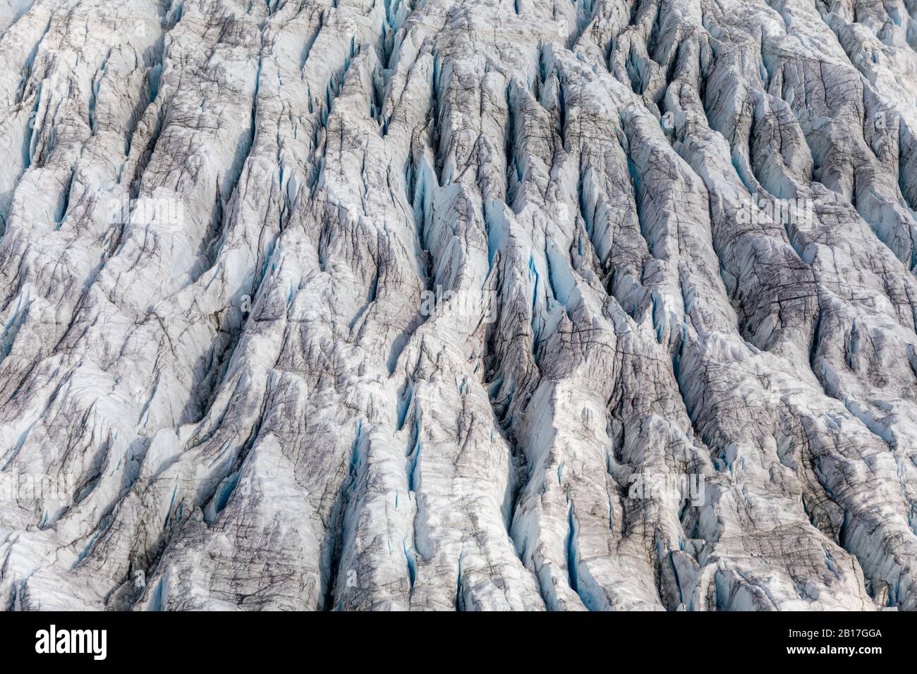 Aerial photography of melting glaciers showing climate change effects Stock Photo