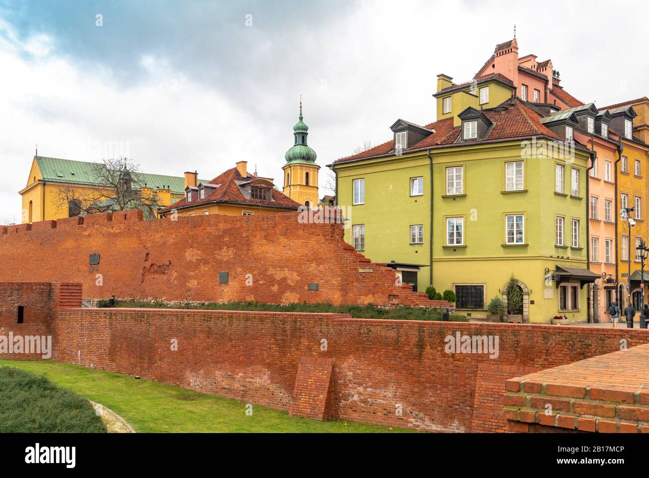 Remains of historic defence wall from the fortification of the old town, Stare Miasto, Warsaw, Poland Stock Photo