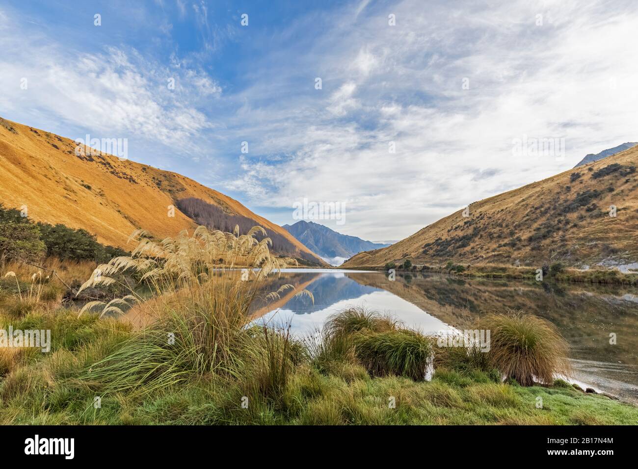 New Zealand, Oceania, South Island, Otago, Closeburn, Lake Kirkpatrick and mountains Stock Photo