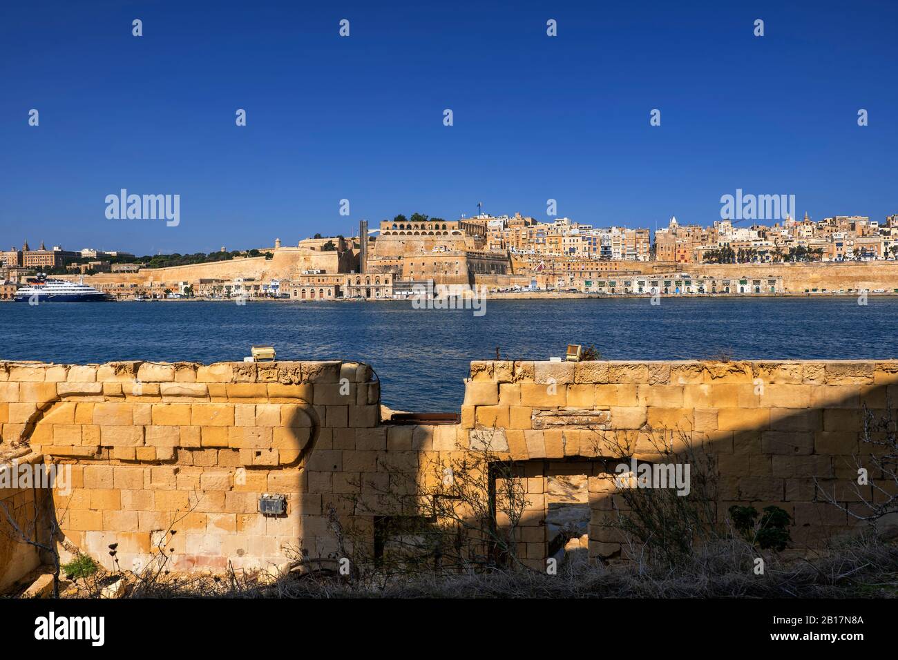 Malta, Valletta, View of city from Birgu side Stock Photo