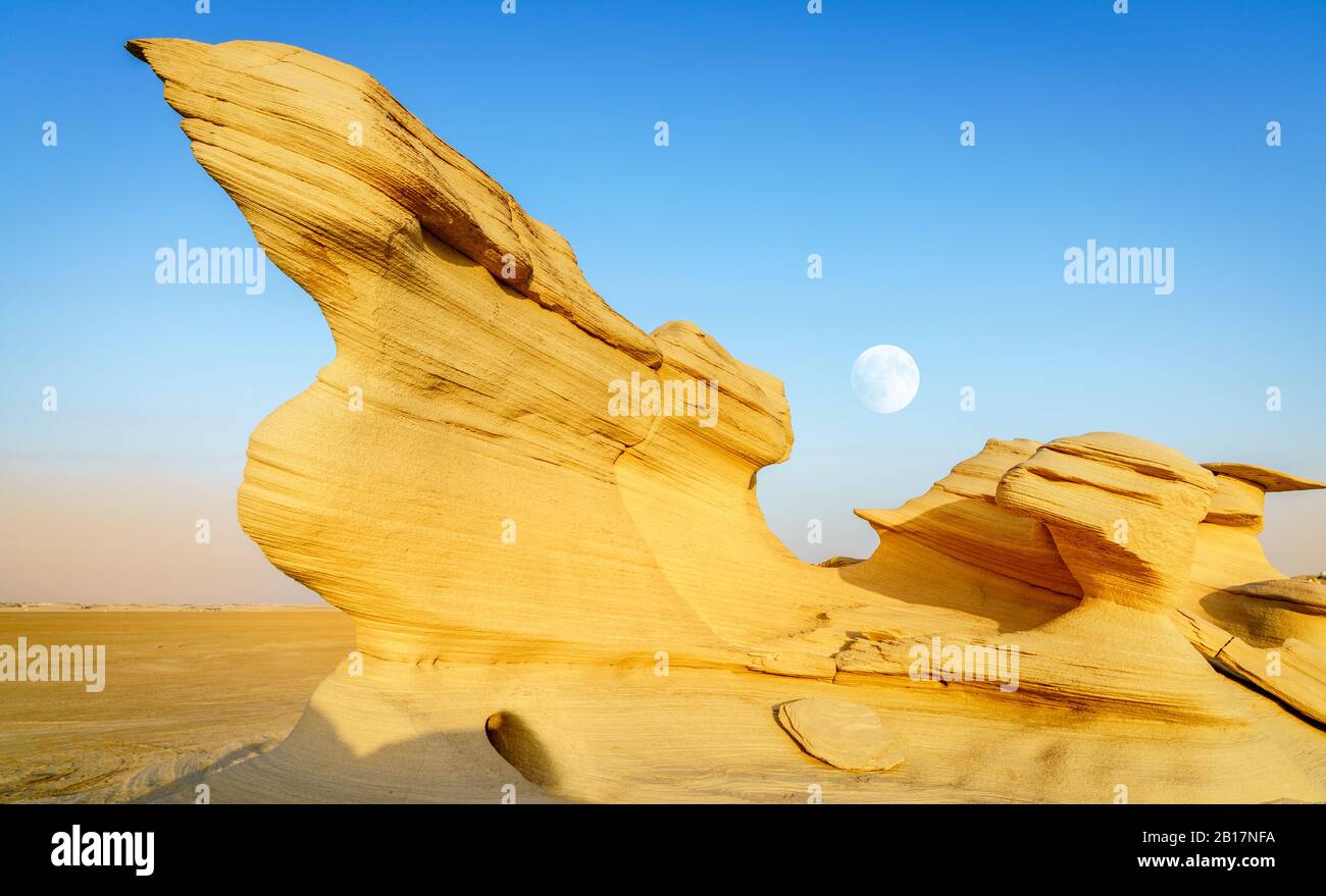 Sandstone formations in Abu Dhabi desert in United Arab Emirates Stock Photo