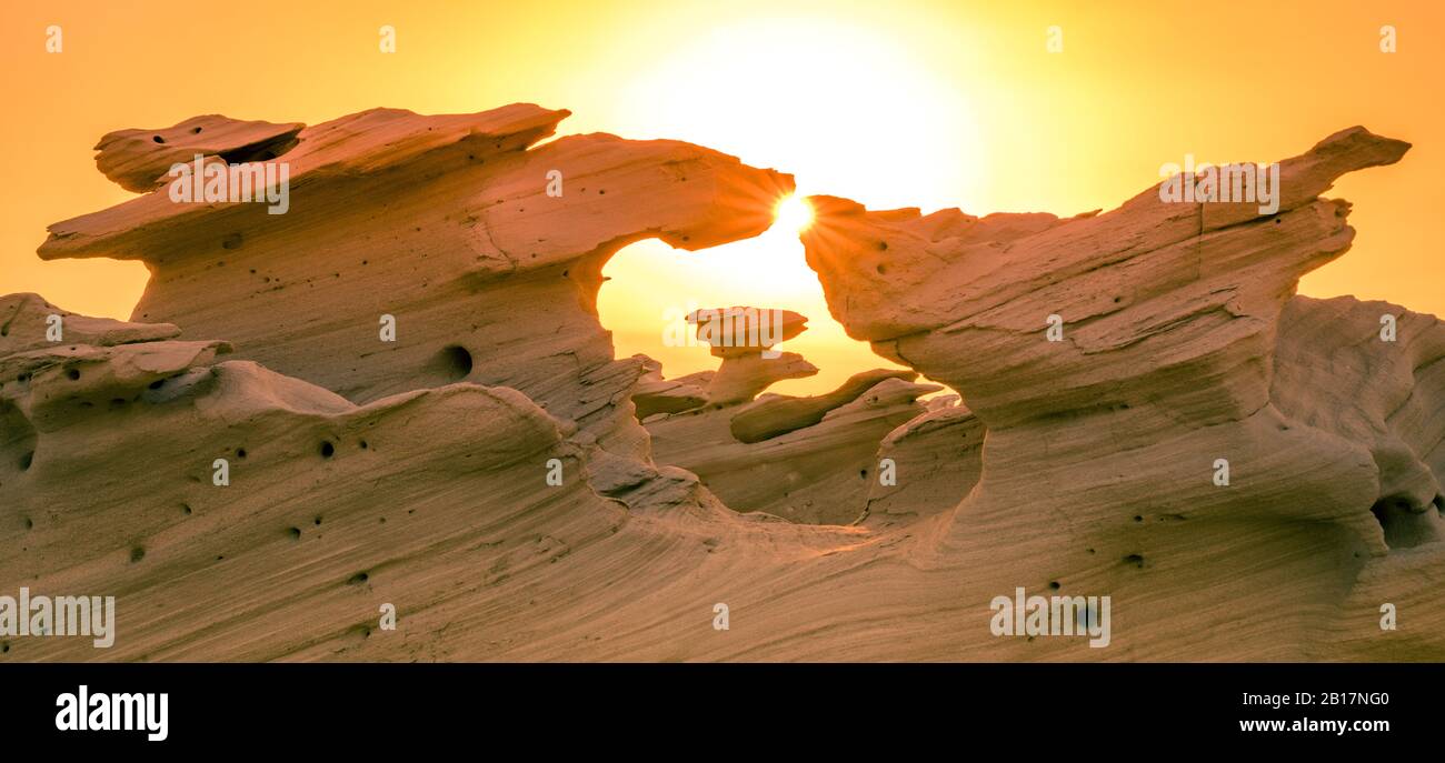 Sandstone formations in Abu Dhabi desert in United Arab Emirates Stock Photo