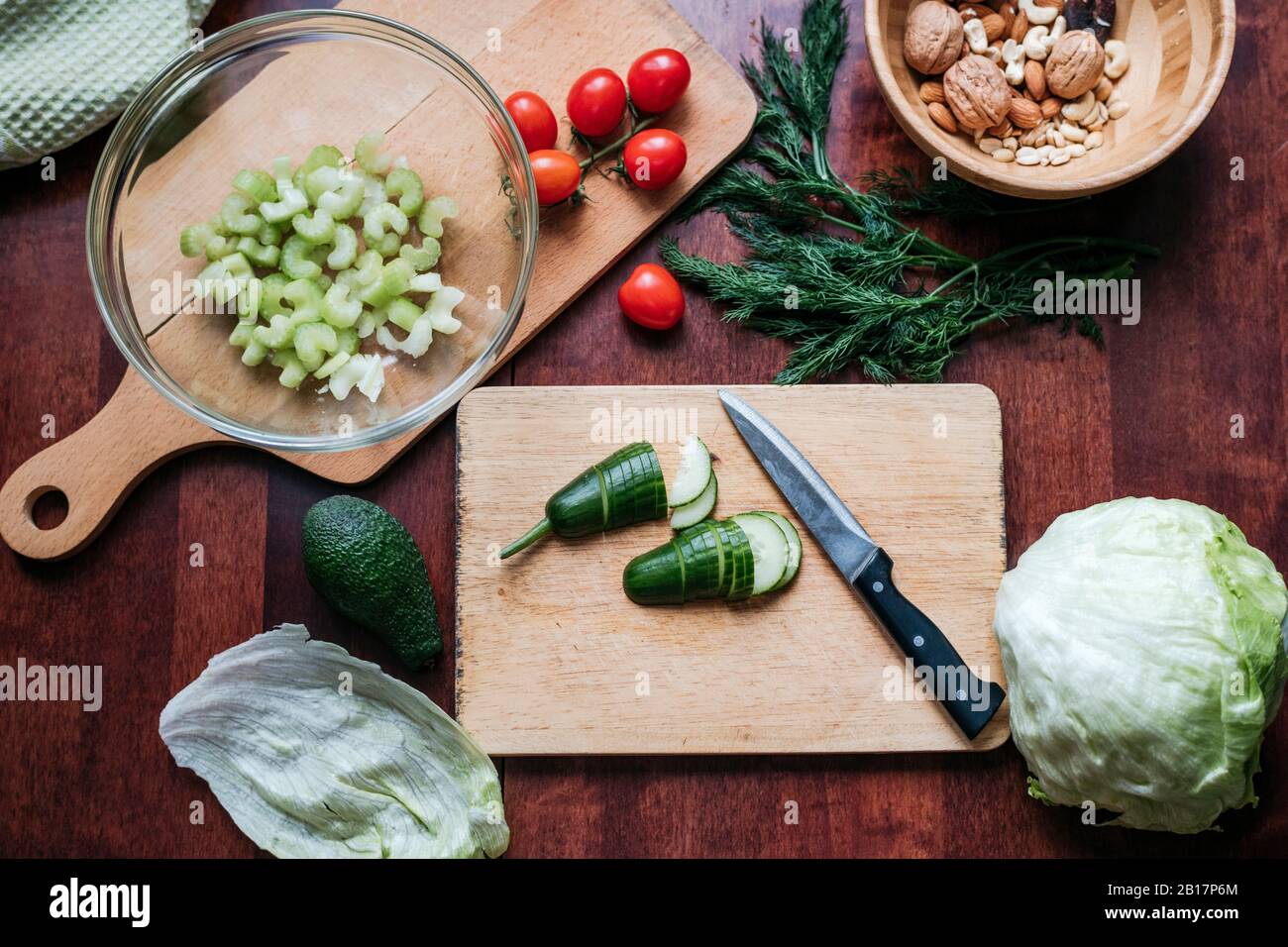 Preparing mixed salad Stock Photo