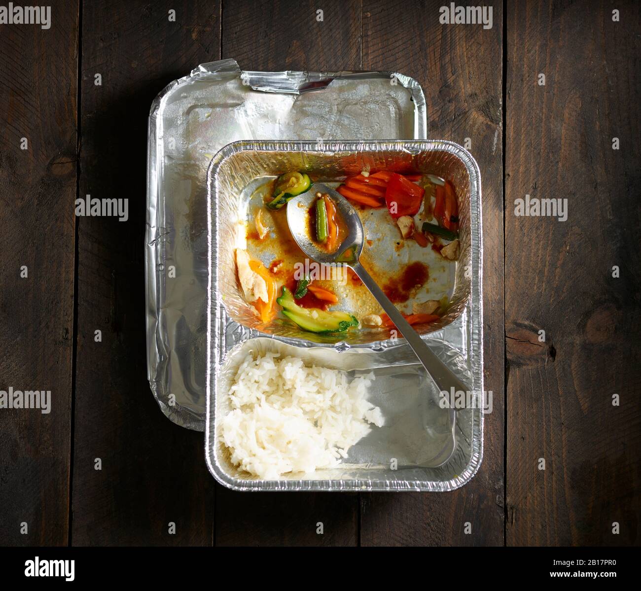 Half-eaten Chinese take out food Stock Photo