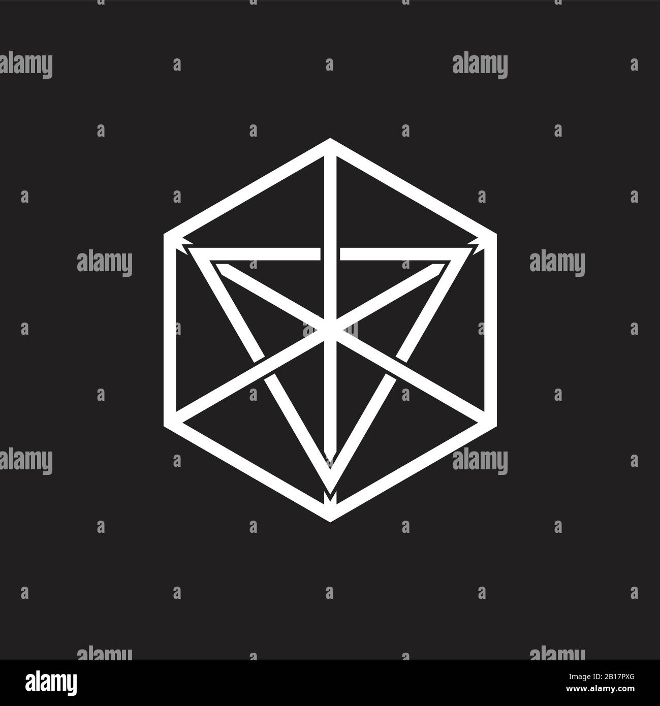 triangle hexagonal line linked decoration vector Stock Vector
