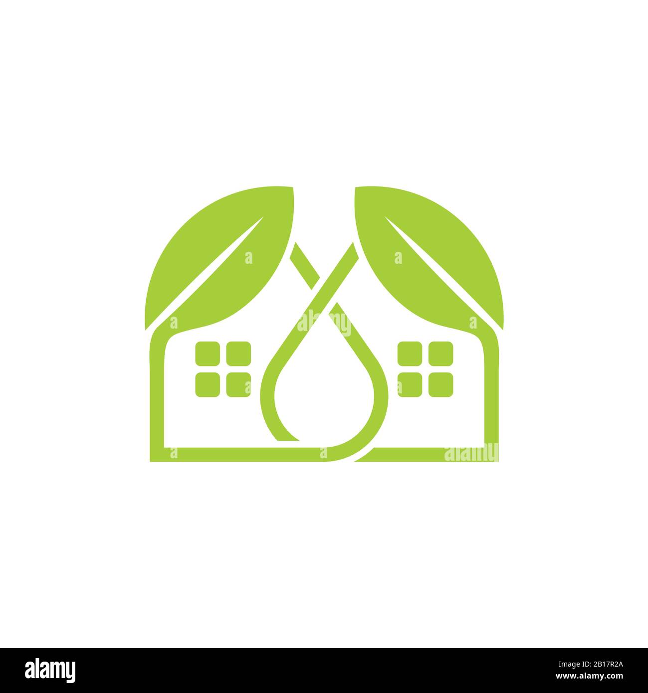 simple linked leaf home shape logo vector Stock Vector