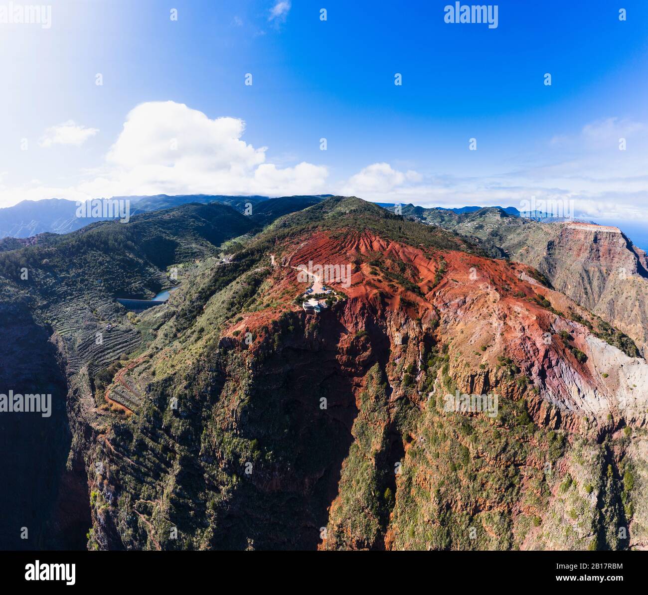 Spain, Canary Islands, Agulo, Aerial view of Mirador de Abrante observation point Stock Photo