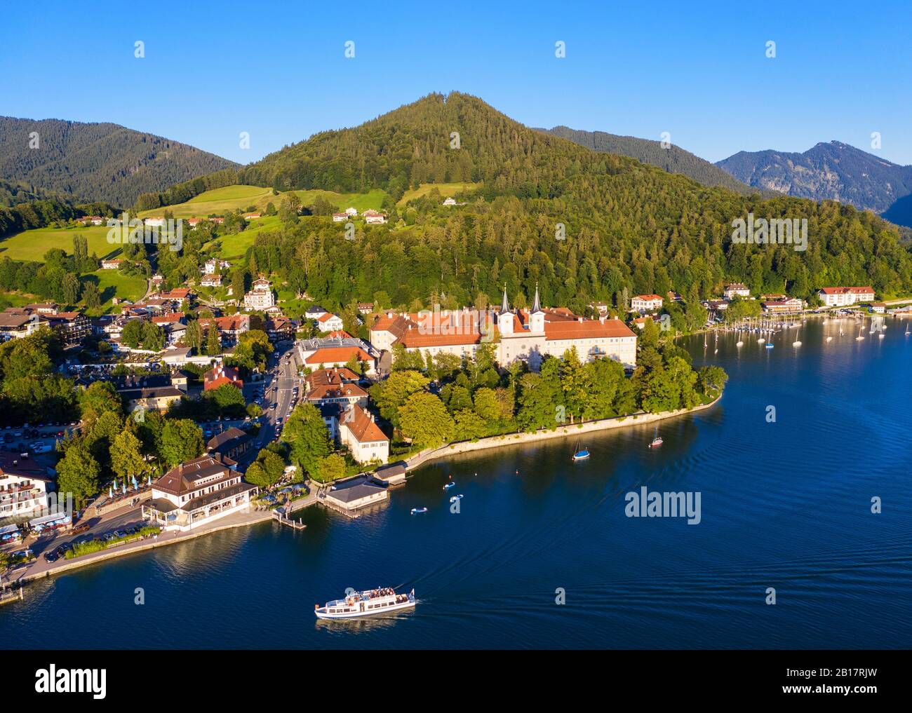 Germany, Bavaria, Tegernsee, Aerial view of Tegernsee Abbey Stock Photo