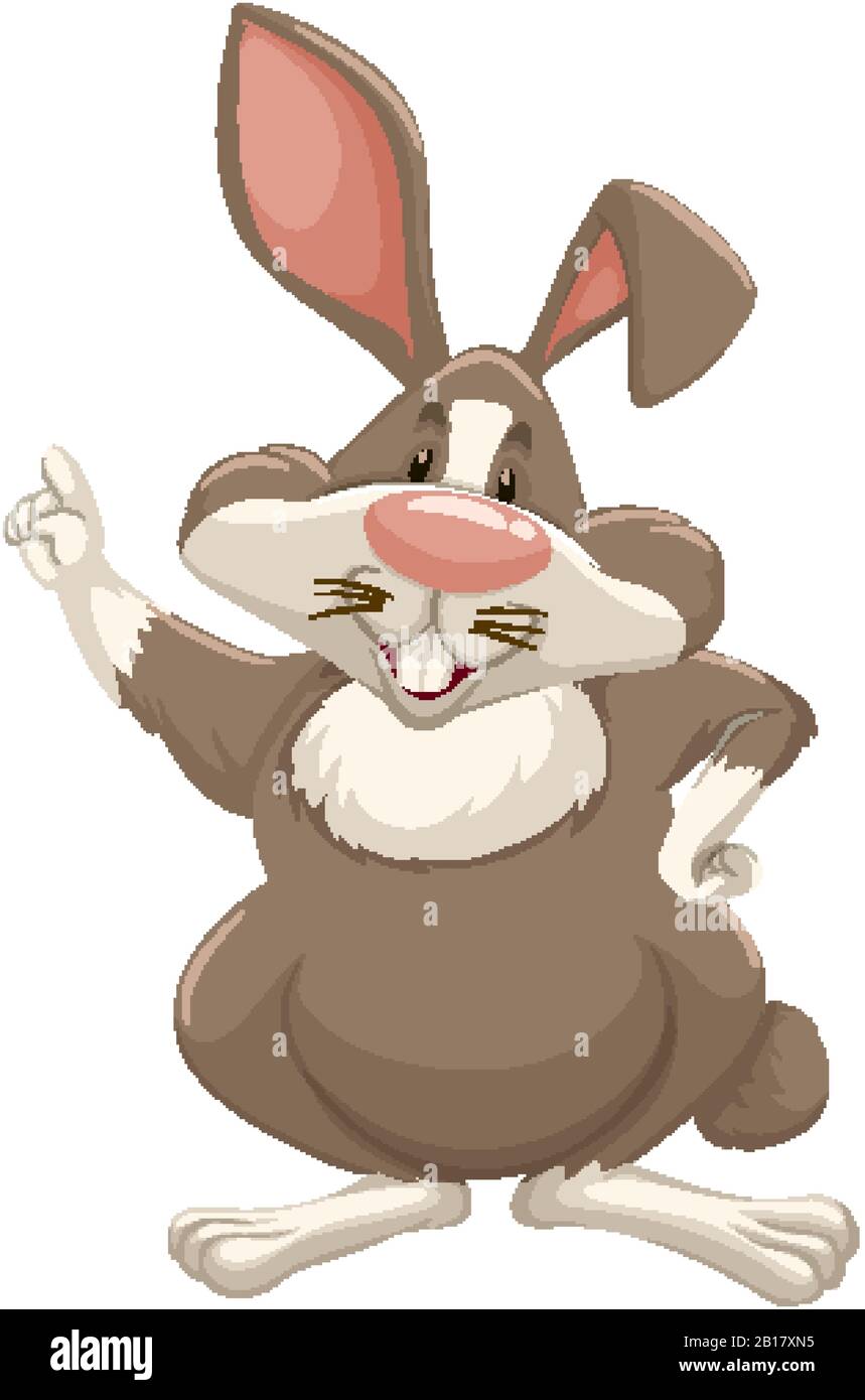 Cute bunny with brown fur on white background illustration Stock Vector ...
