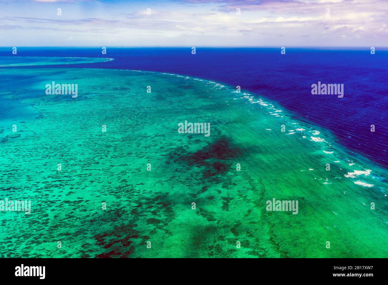 Australia, Queensland, Aerial view of Great Barrier Reef Stock Photo