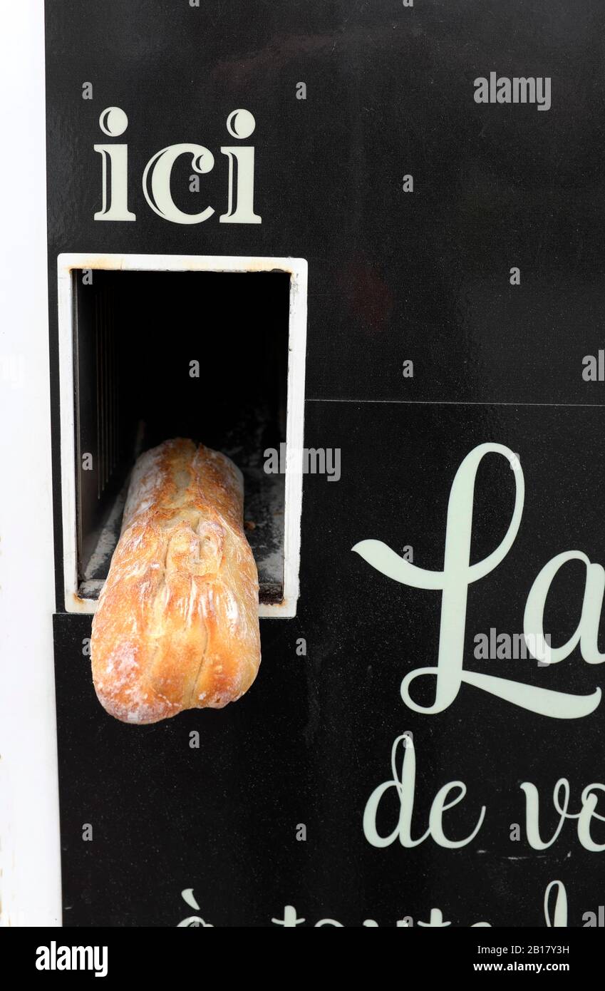 France, Brittany, Audierne, Baguette vending machine Stock Photo