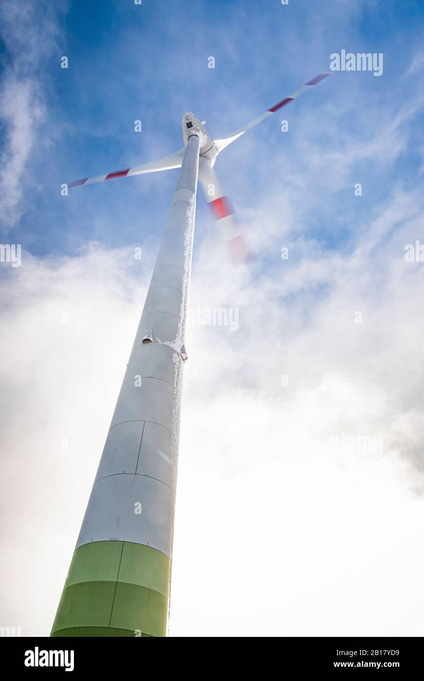 Wind turbine at Hornisgrinde, Black Forest, Germany Stock Photo