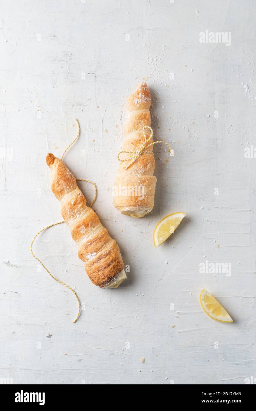 Studio shot of lemon cream filled pastries Stock Photo
