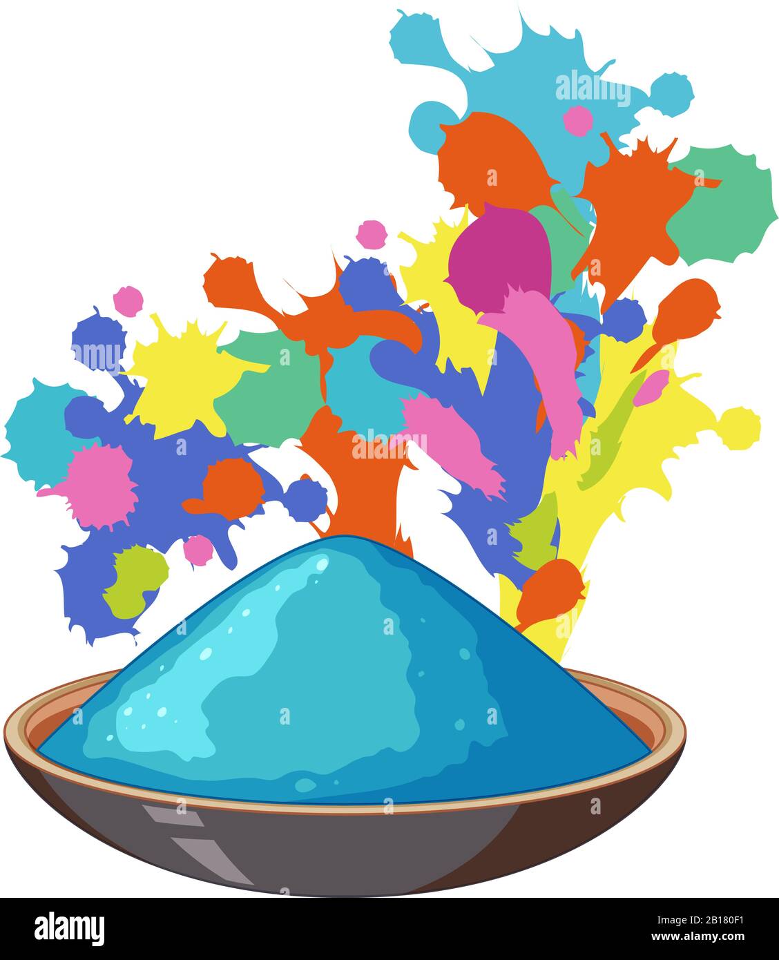 Bowl of blue paint powder with colorful background illustration Stock ...